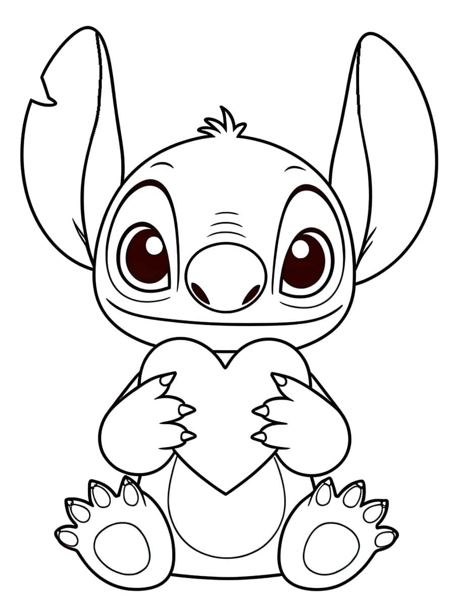 Coloriage Stitch cœur