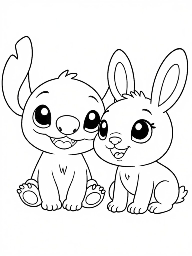 Stitch et lapin Coloriage Stitch et lapin