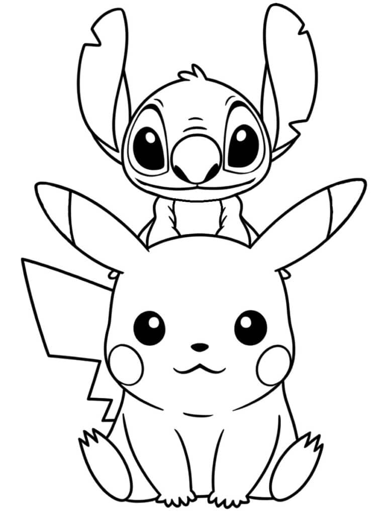 Stitch et Pikachu dessin stitch et pikachu