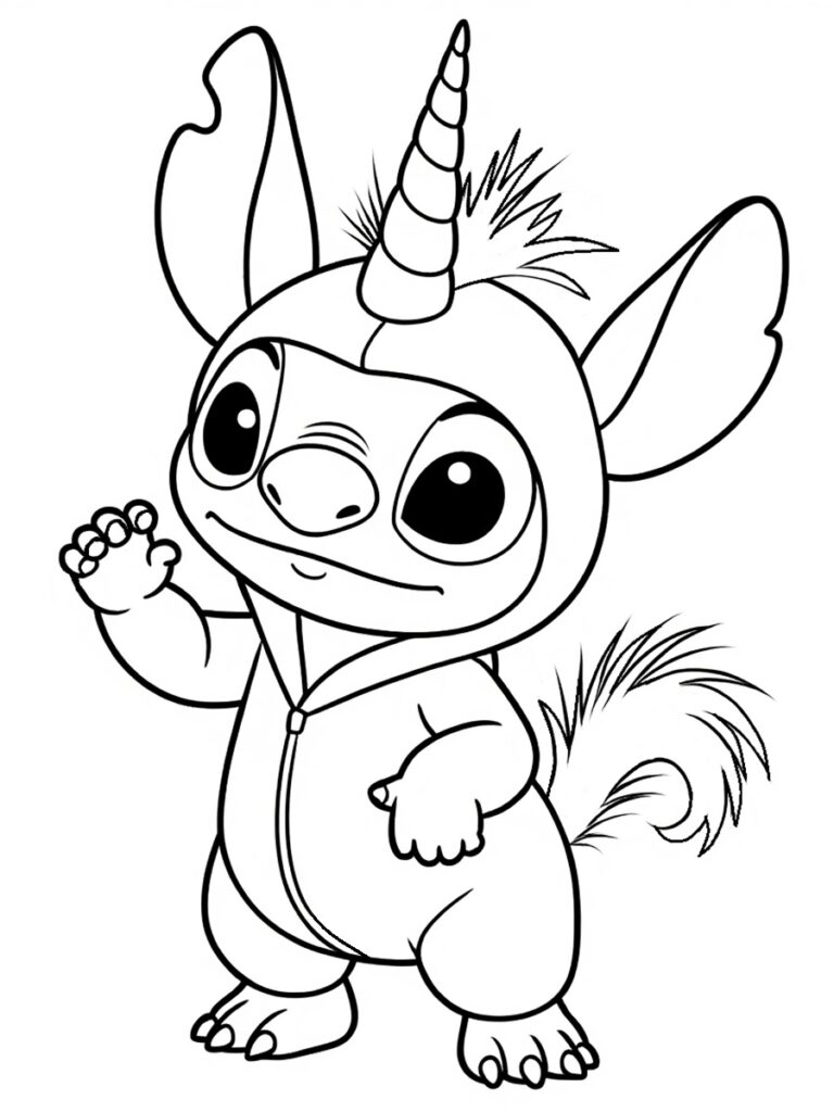 Coloriage Stitch licorne