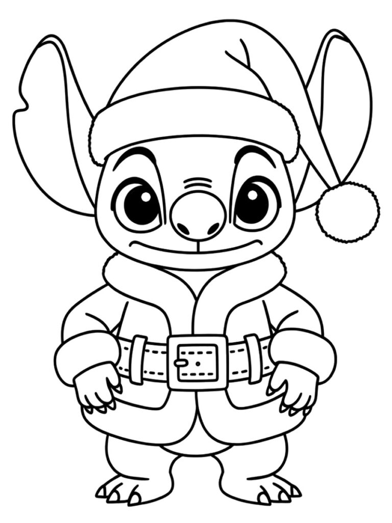 Stitch de Noël Coloriage Stitch Noël
