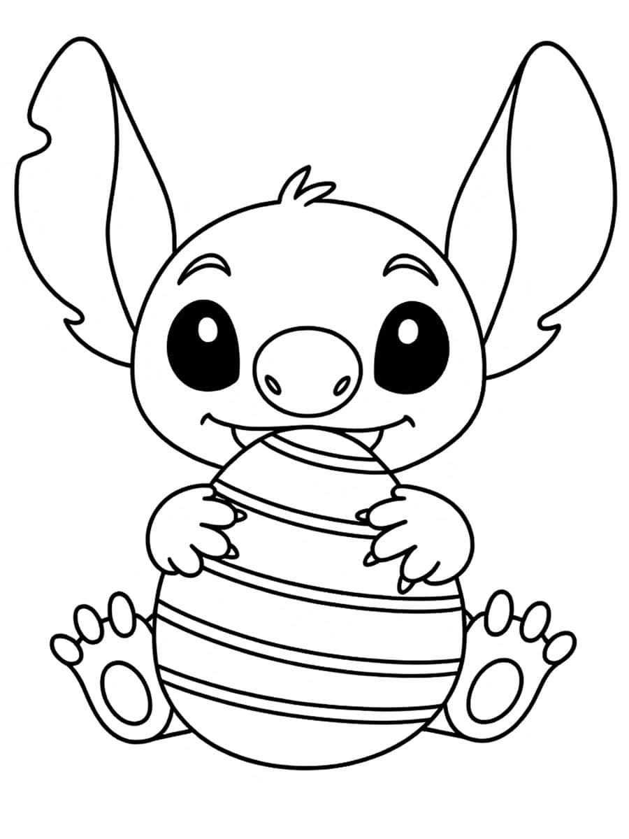 Coloriage Stitch Pâques