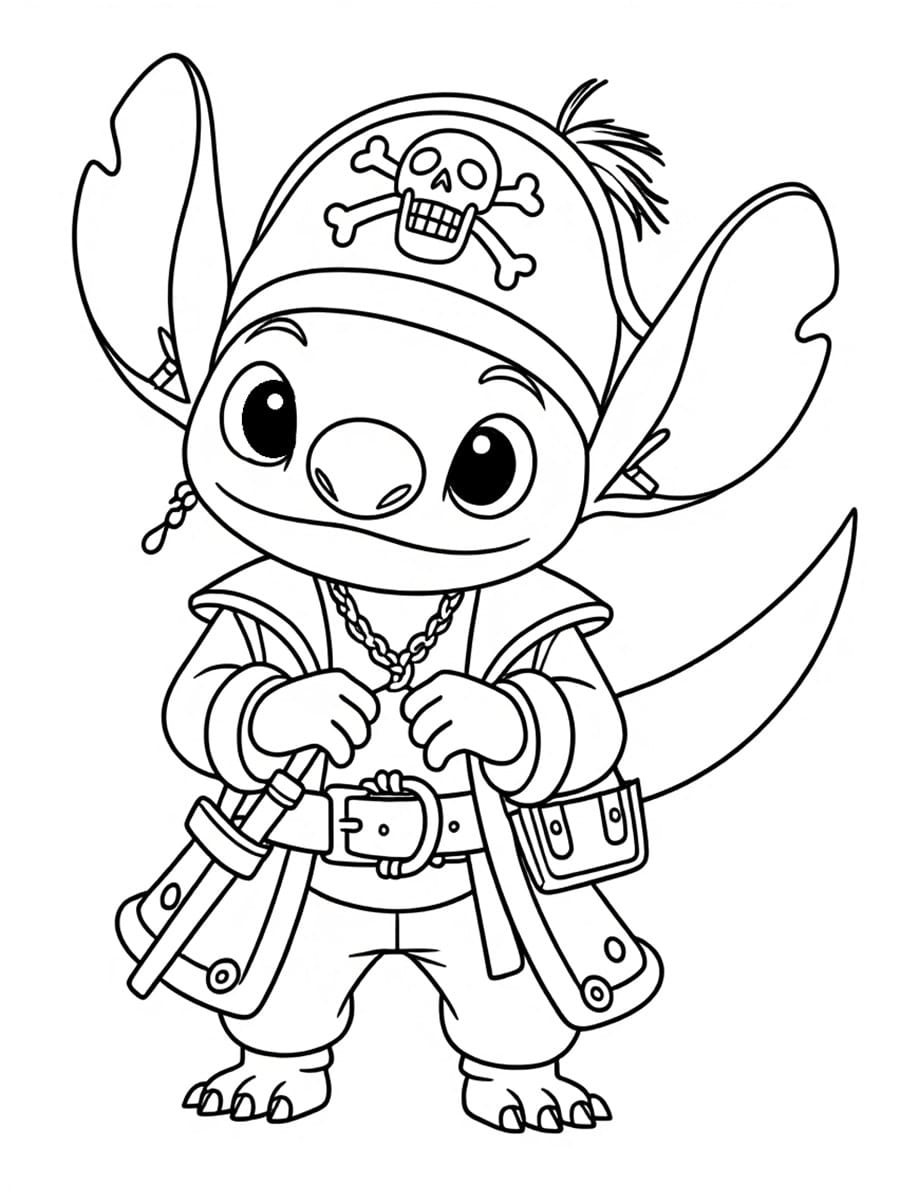 Coloriage Stitch pirate