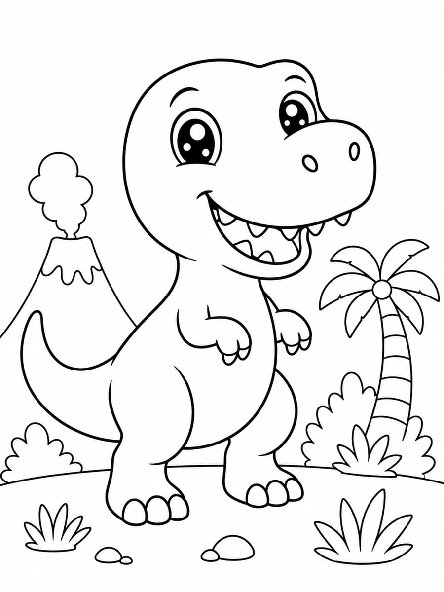 Coloriage t-rex mignon