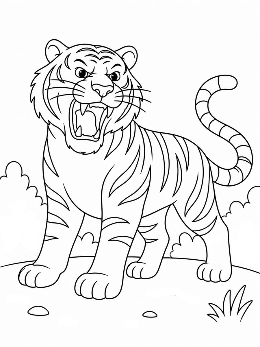 Coloriage tigre qui rugit