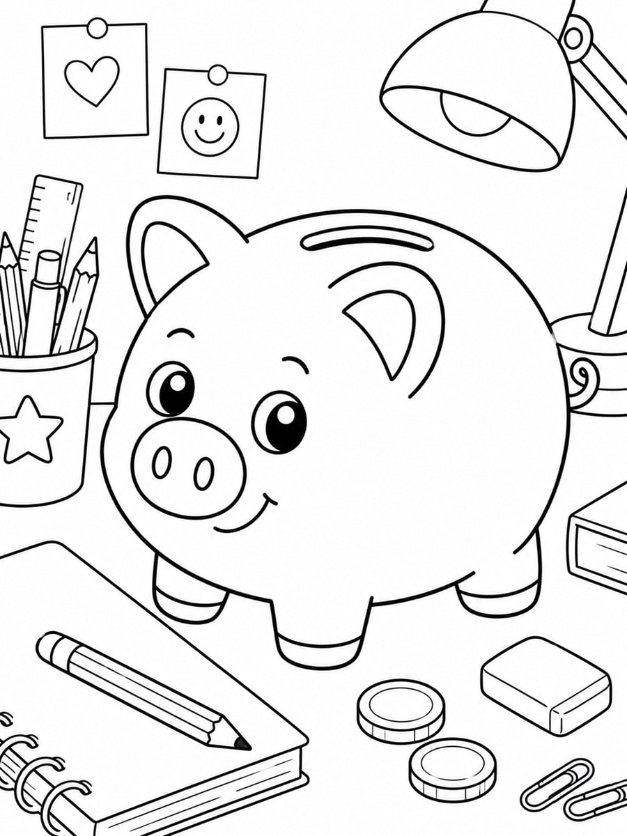 Coloriage tirelire cochon