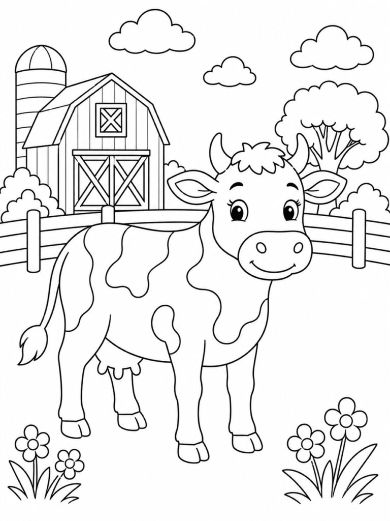 Coloriage vache de ferme