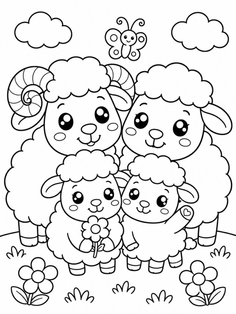 Famille mouton Coloriage famille mouton
