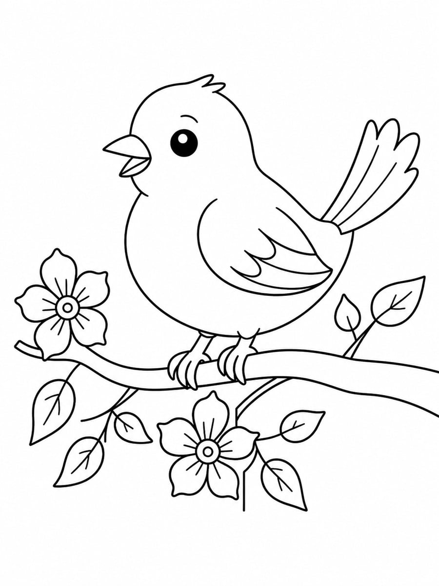 Coloriage oiseau printemps