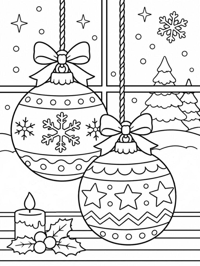 Boule de Noël fenêtre Coloriage boule de Noël fenêtre