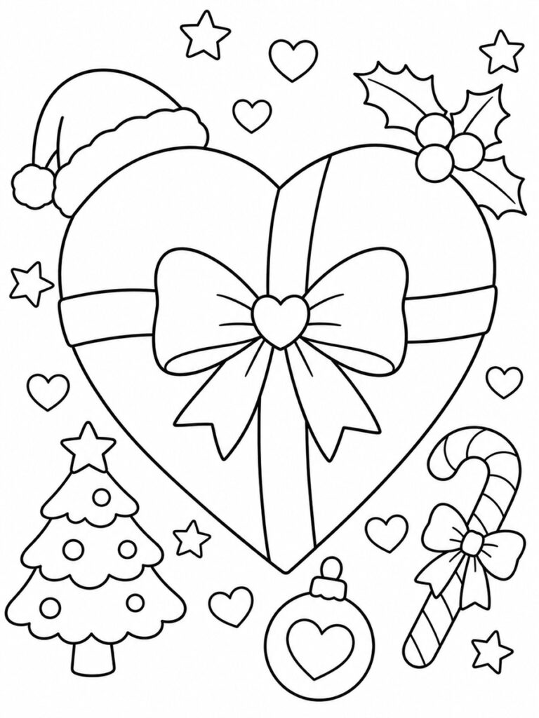 Coloriage coeur Noël