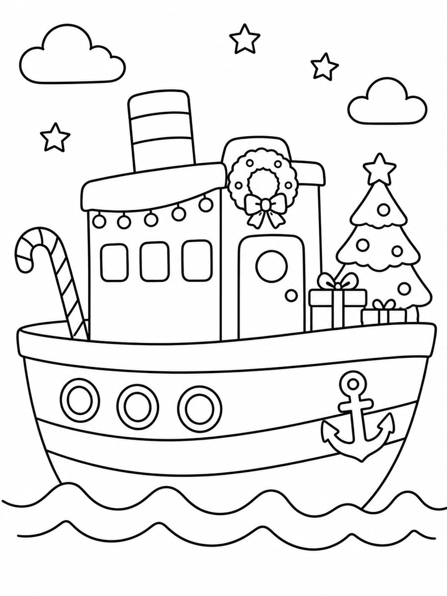 Coloriage bateau Noël