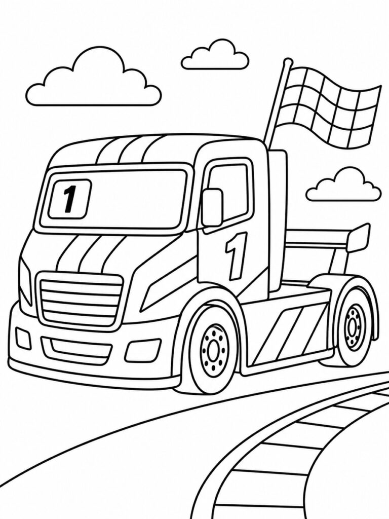 Coloriage camion de course