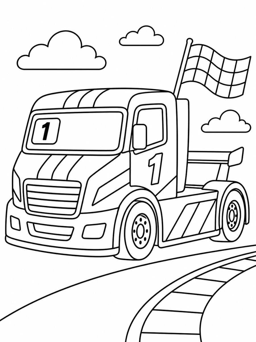Coloriage camion de course