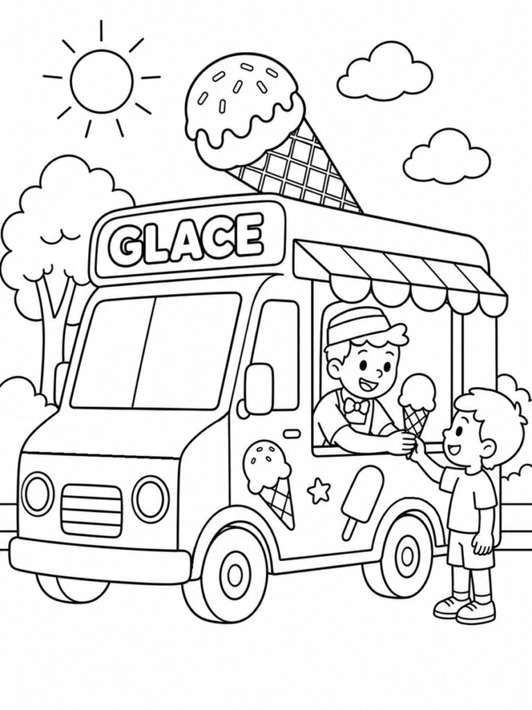 Coloriage camion de glace