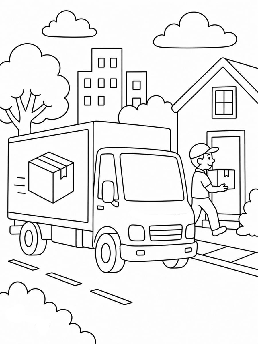 Coloriage camion de livraison