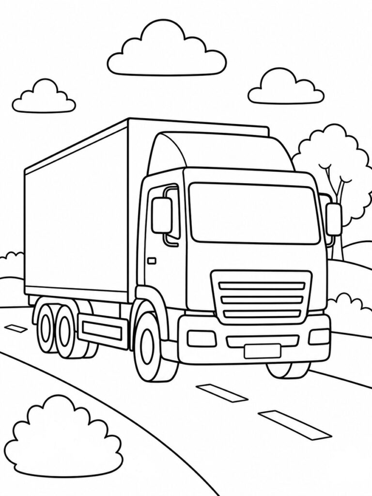 Coloriage camion de transport