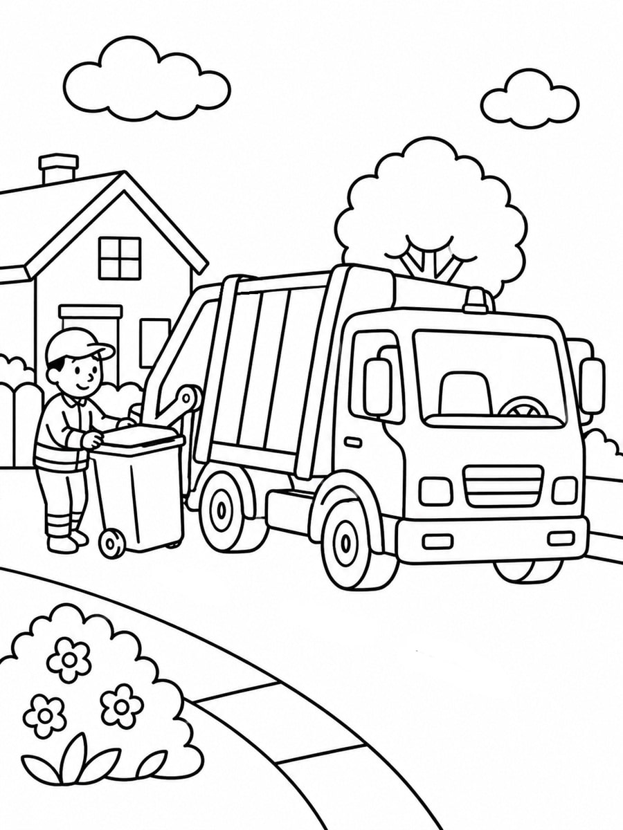 Coloriage camion poubelle