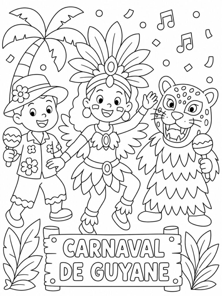 Coloriage carnaval de Guyane