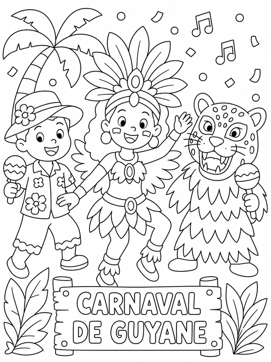 Coloriage carnaval de Guyane
