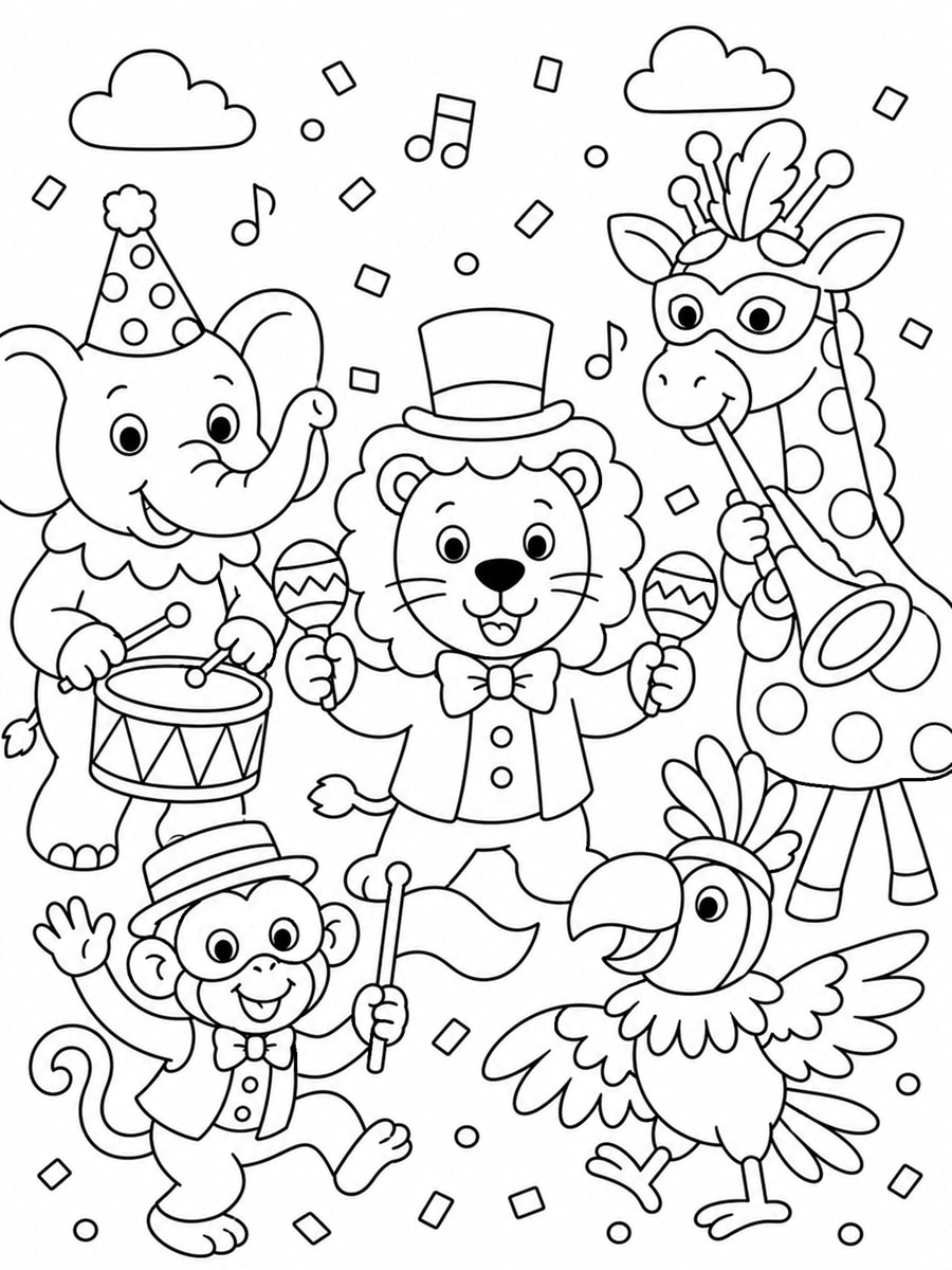 Coloriage carnaval des animaux