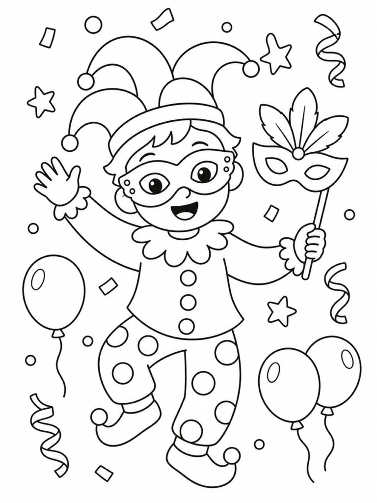 Coloriage enfant déguisé pour le carnaval