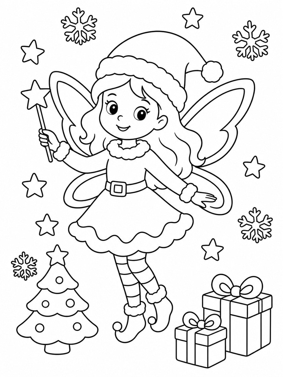 Coloriage fée de Noël