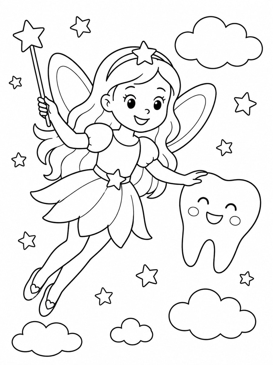Coloriage fée des dents
