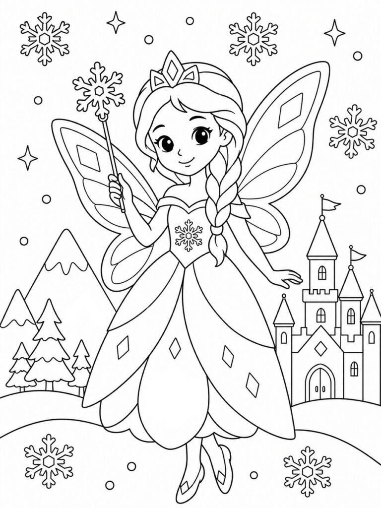 Coloriage fée des neiges