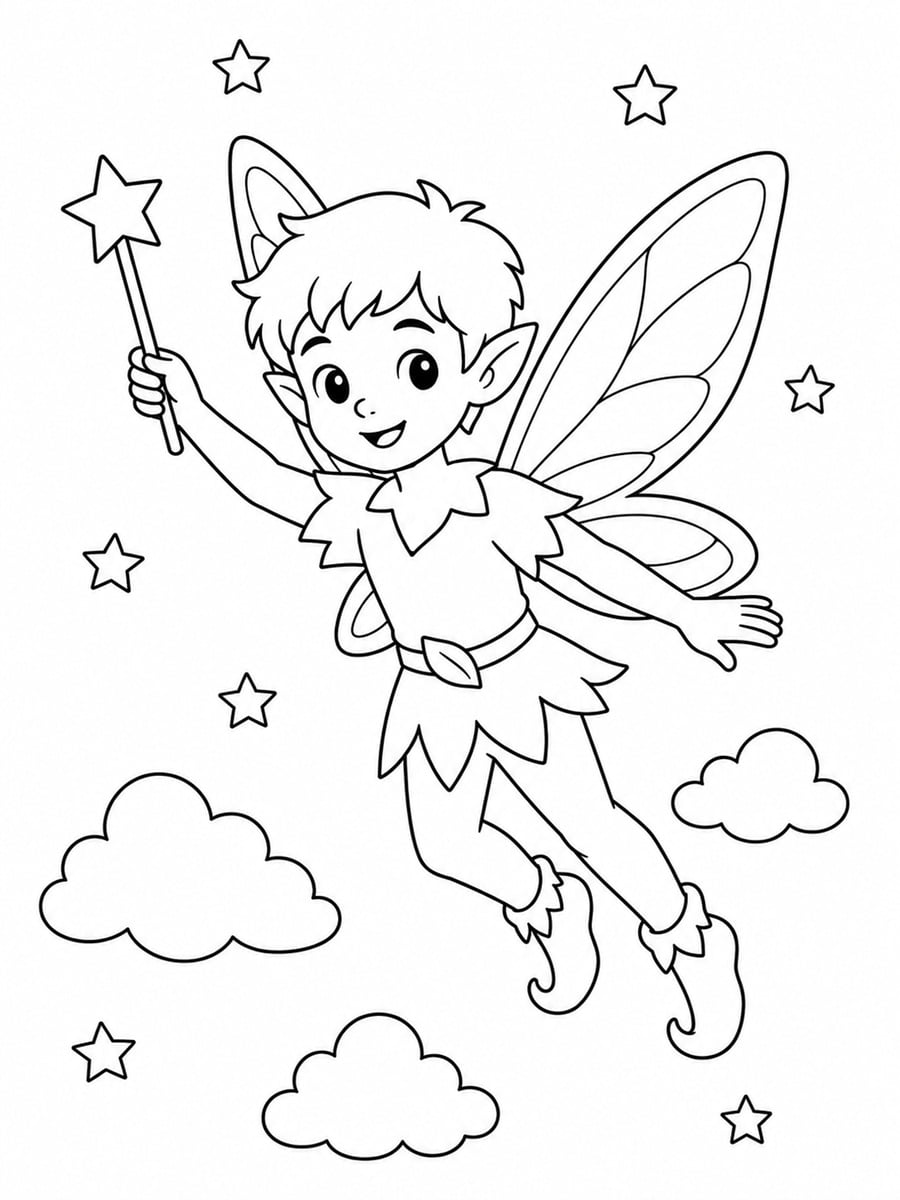 Coloriage fée garçon
