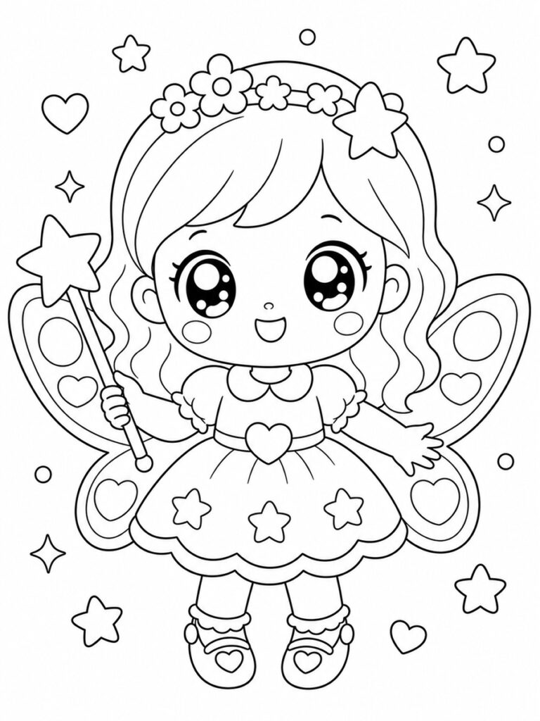 Fée kawaii Coloriage fée kawaii