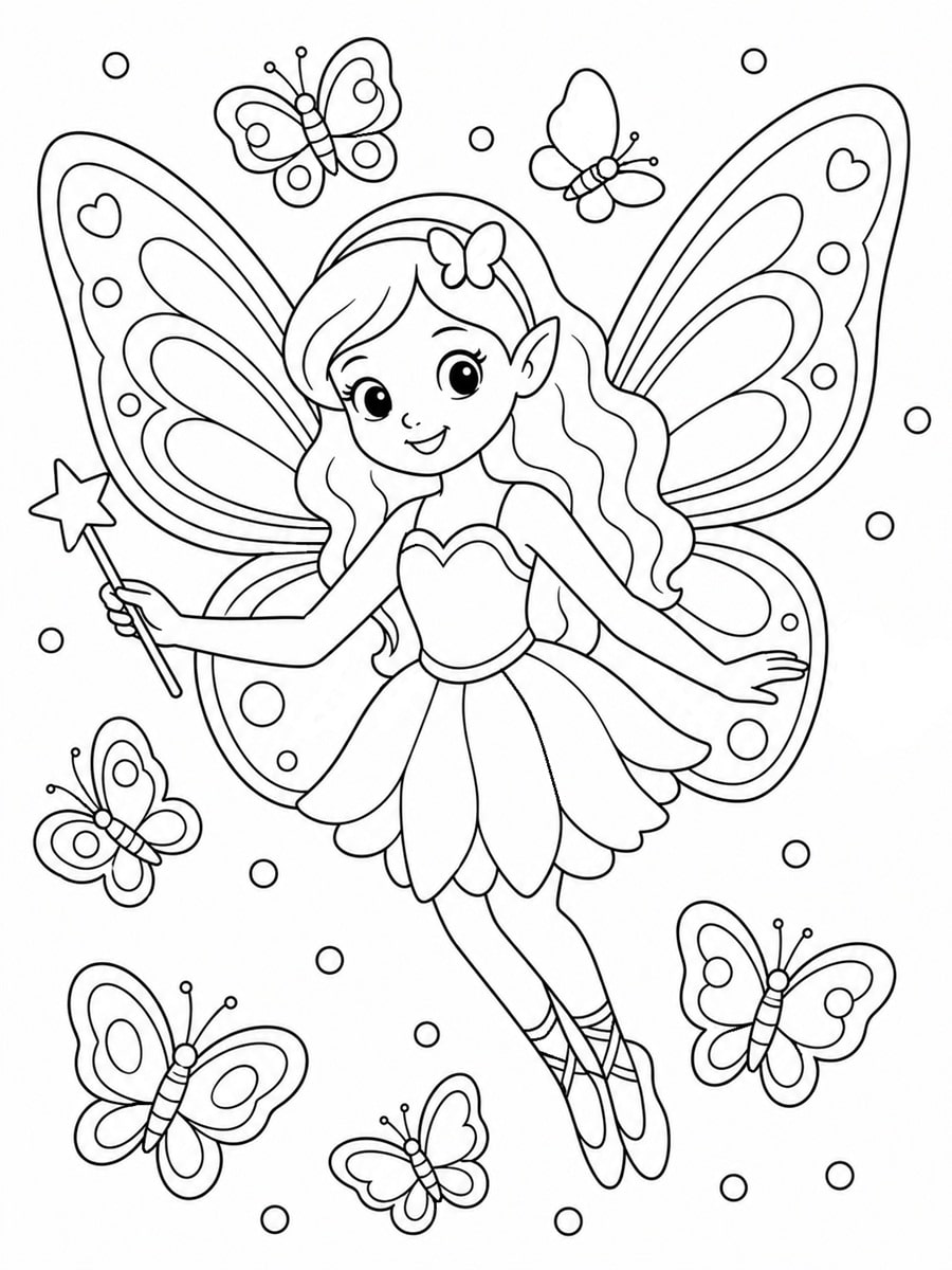 Coloriage fée papillon