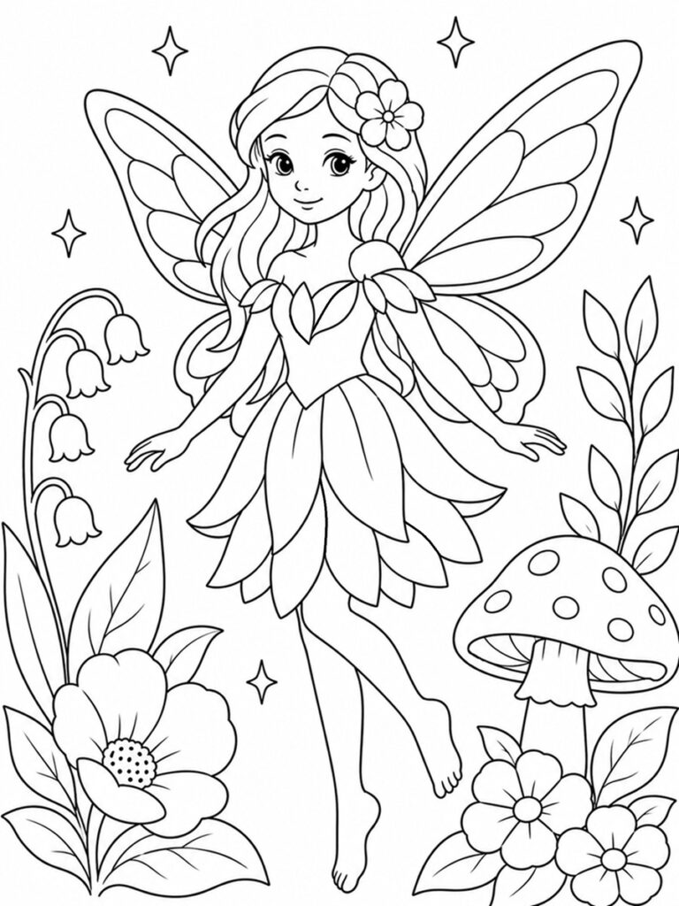 Fée réaliste Coloriage fée réaliste