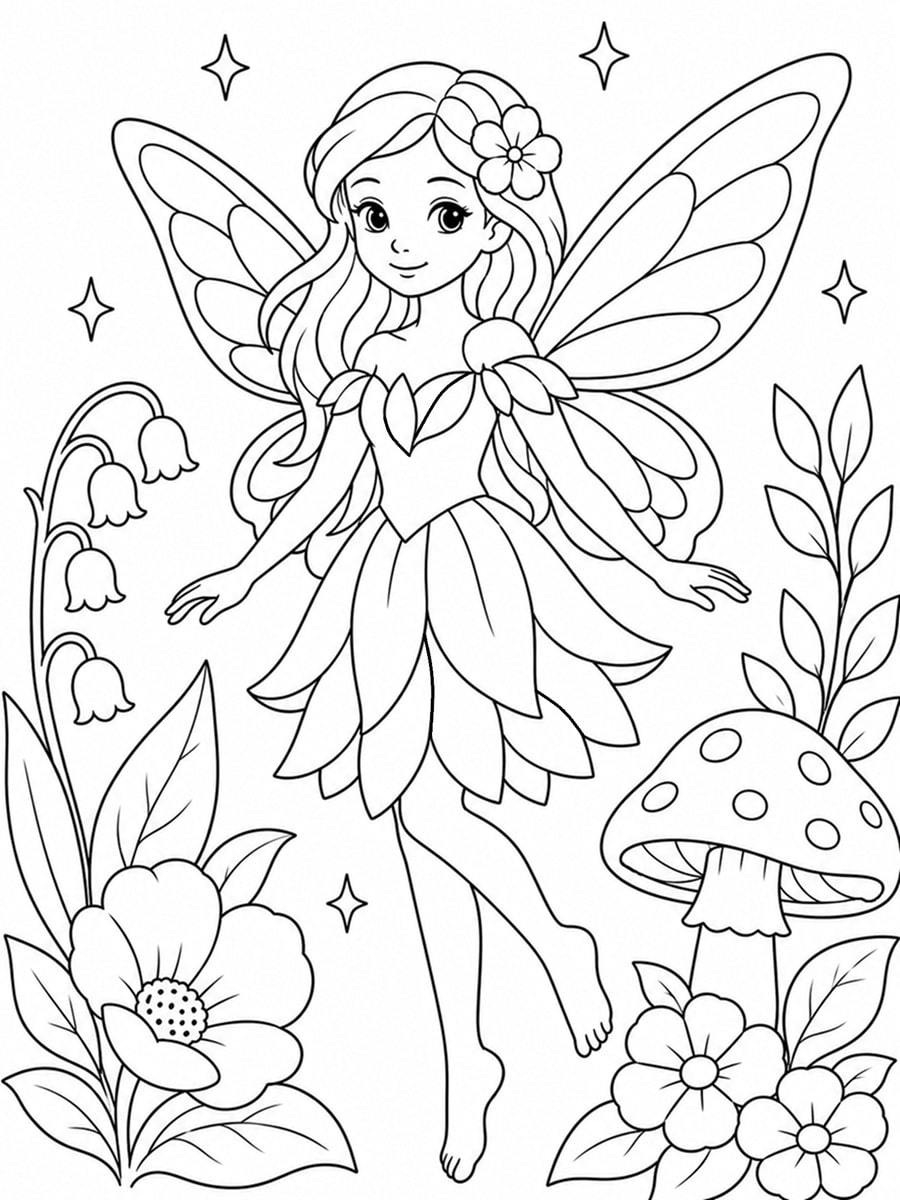 Coloriage fée réaliste
