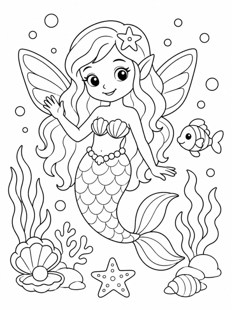 Coloriage fée sirène