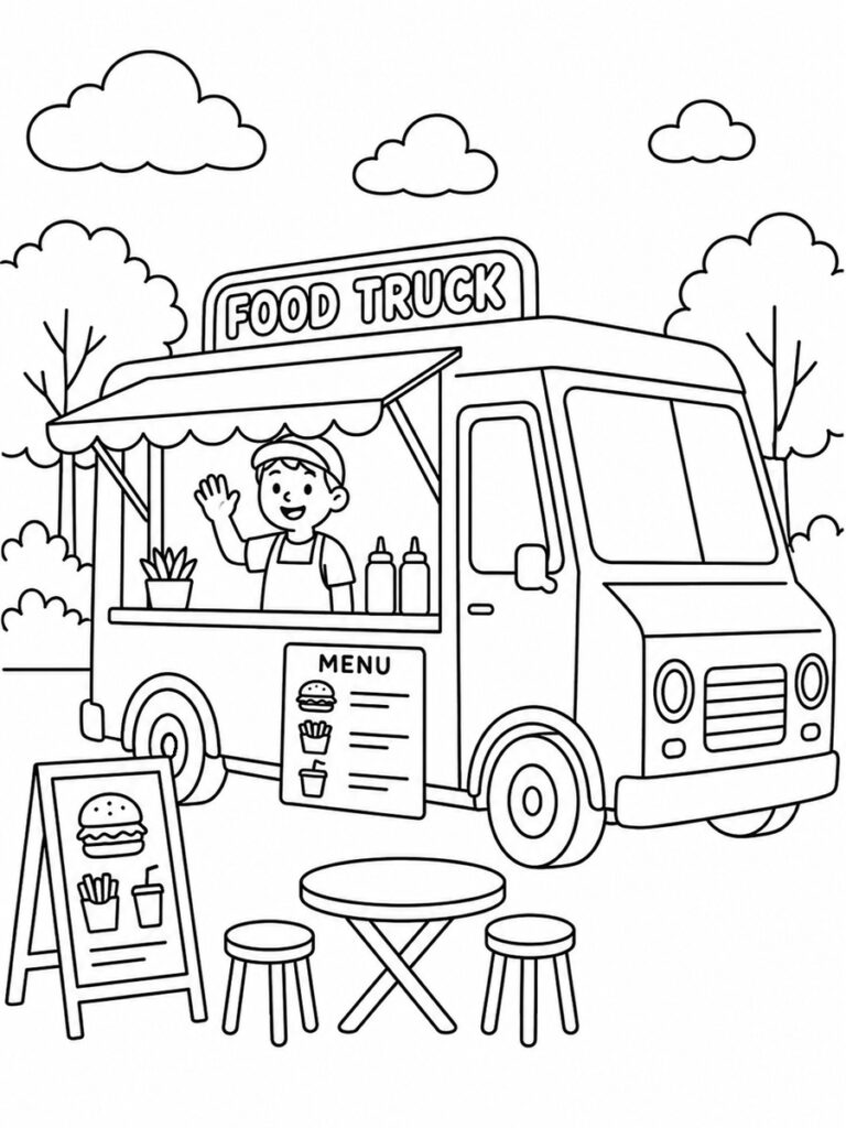 Food truck Coloriage food truck