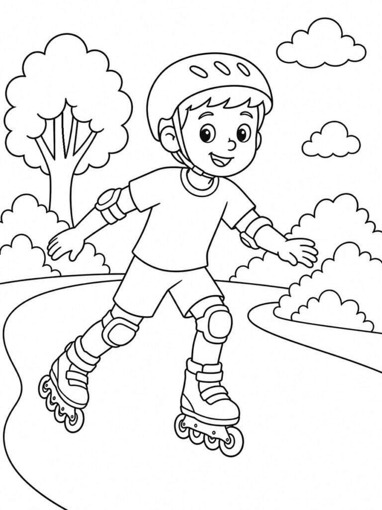 Garçon en roller Coloriage garçon en roller