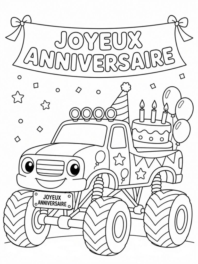 Coloriage Monster Truck anniversaire