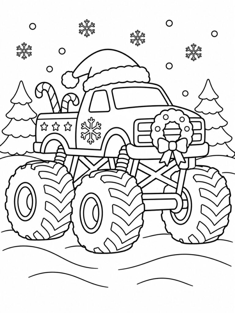 Coloriage Monster Truck de Noël