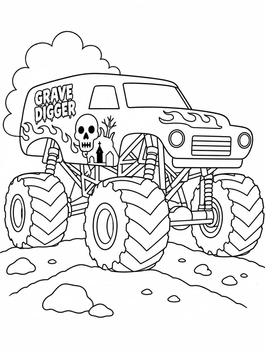 Coloriage Monster Truck Grave Digger