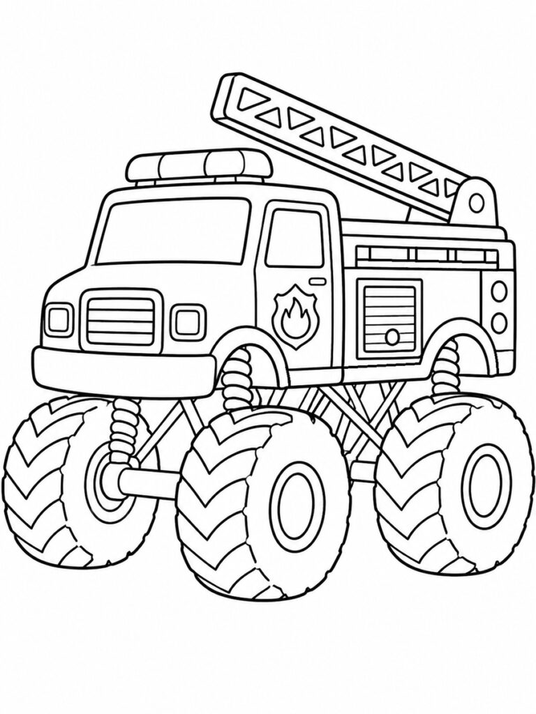 Coloriage Monster Truck pompier