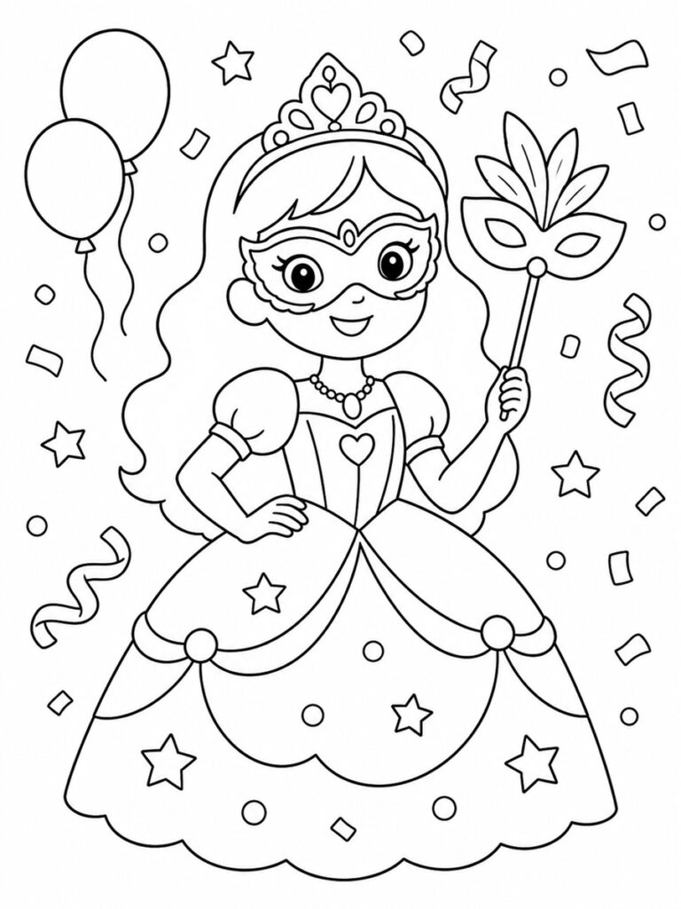Princesse de carnaval Coloriage princesse de carnaval