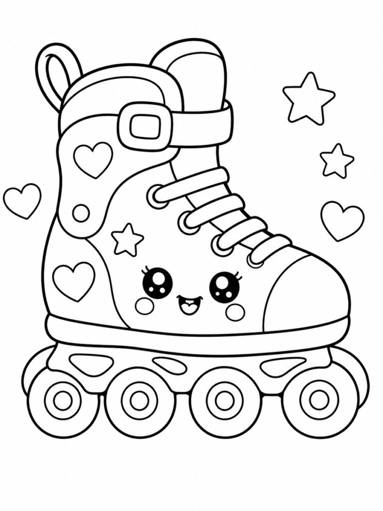Coloriage roller kawaii