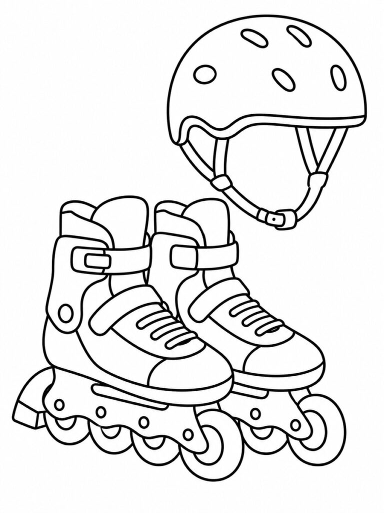 Coloriage rollers et casque