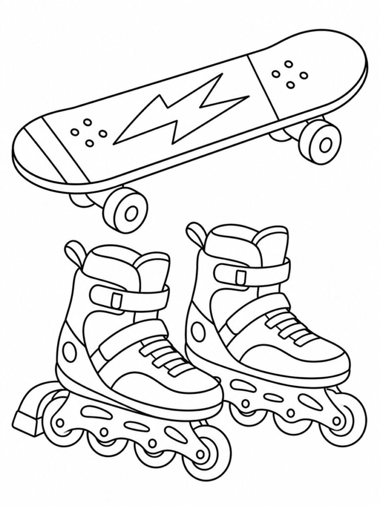 Coloriage skate et rollers