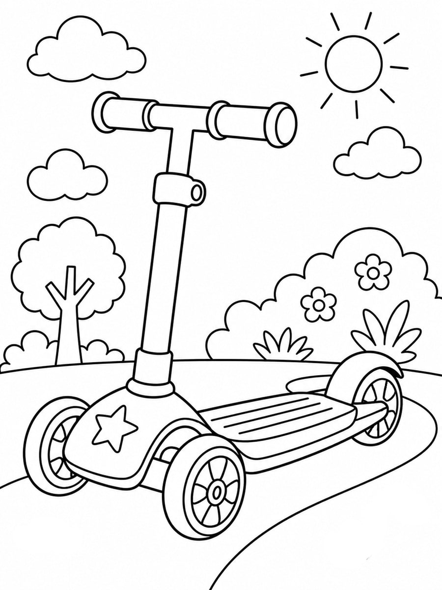 Coloriage trottinette à trois roues
