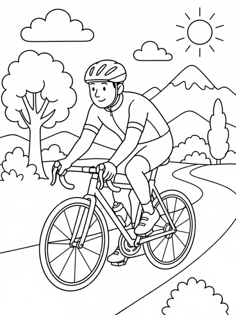 Vélo avec cycliste Coloriage vélo avec cycliste