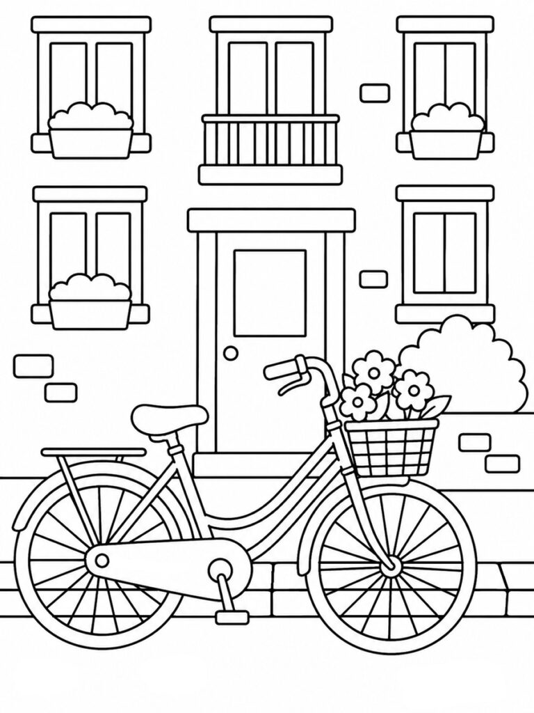 Coloriage vélo panier