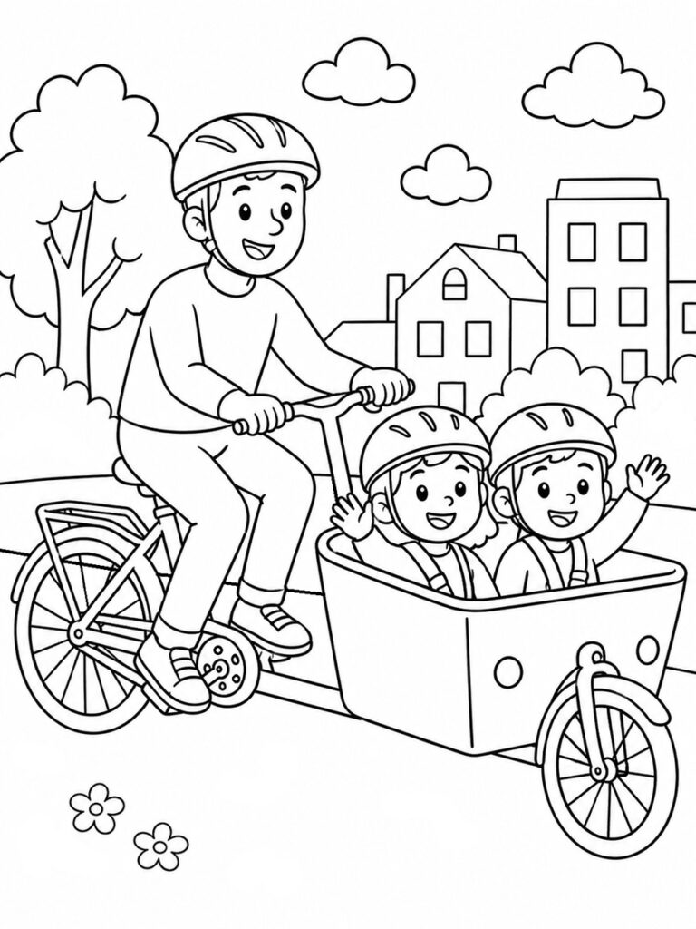 Coloriage vélo cargo