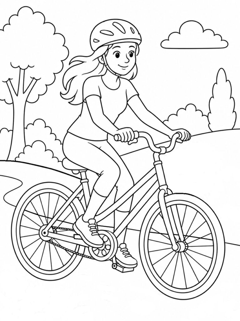 Coloriage vélo femme
